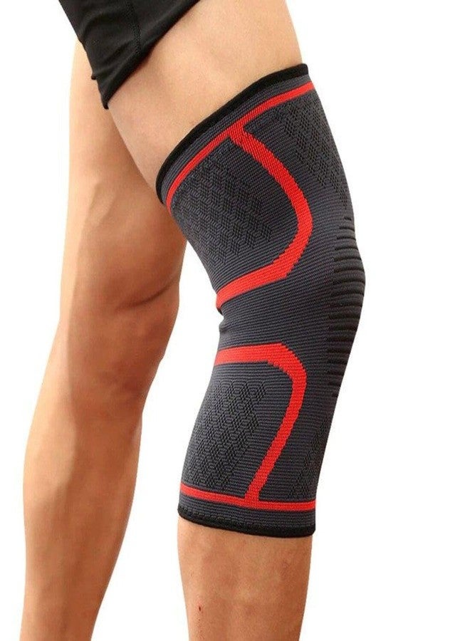 Digital Shoppy 1PCS Fitness Running Cycling Knee Support Braces Elastic Nylon Sport Compression Knee Pad Sleeve for Basketball Volleyball (Red, XL) - Image 2