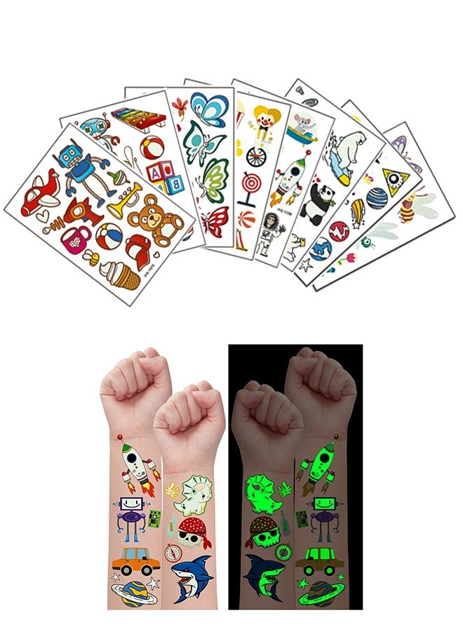 10 ورقات من أوشام الكرتون المؤقتة المتلألئة للأطفال، آمنة وغير سامة، لاصقات أوشام متلألئة مقاومة للماء، هدايا ملصقات مختلطة للأطفال - Image 1
