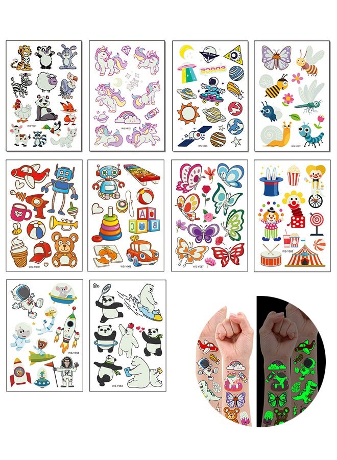 10 ورقات من أوشام الكرتون المؤقتة المتلألئة للأطفال، آمنة وغير سامة، لاصقات أوشام متلألئة مقاومة للماء، هدايا ملصقات مختلطة للأطفال - Image 3