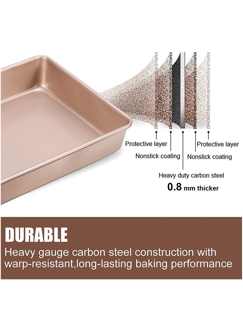 GGEROU طقم قوالب خبز مستطيلة عميقة، 3 قطع قوالب كيك من الألومنيوم، أوراق خبز غير لاصقة - Image 2