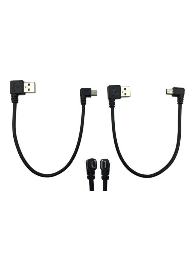 CERRXIAN 9Inch Mini USB Cable Combo Mini USB Right Angle & Left Angle Male to USB Type A 2.0 Right Angle Male Data Sync and Charge Cable (Black)(2-Pack) R - Image 1