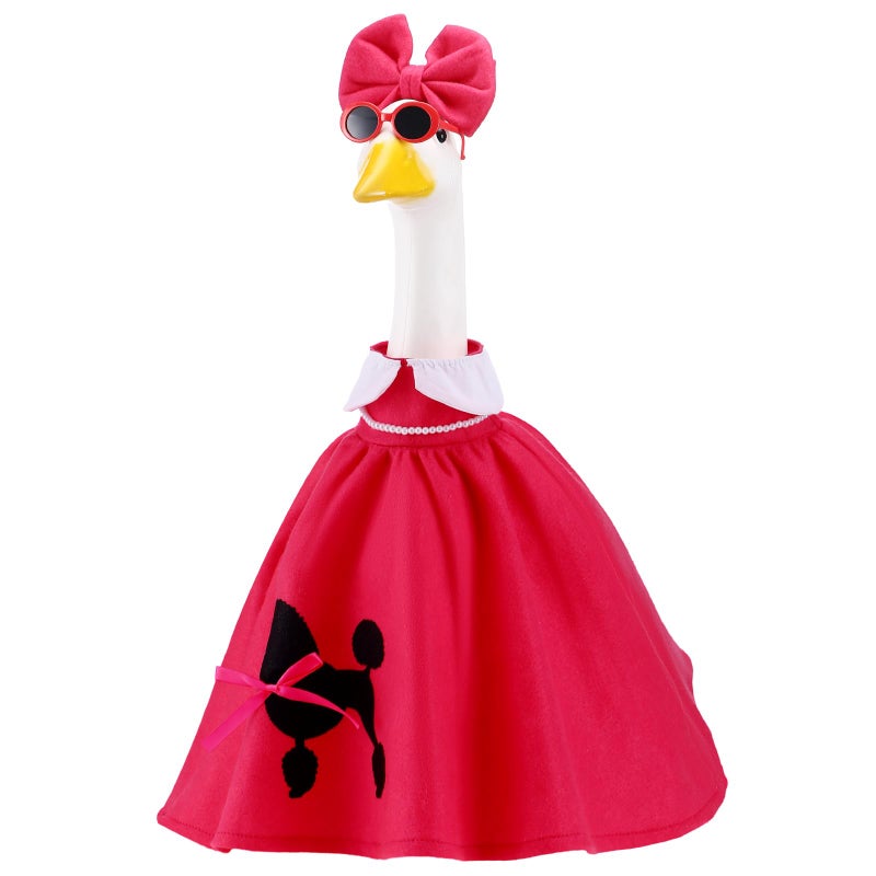 Outus Spring Floral Goose Outfits 23inch Floral Porch Goose Outfits Flower Geese Clothes for Plastic Cement Lawn Statue Geese Spring and Summer Porch Door Garden Yard Outdoor Decor - Image 1
