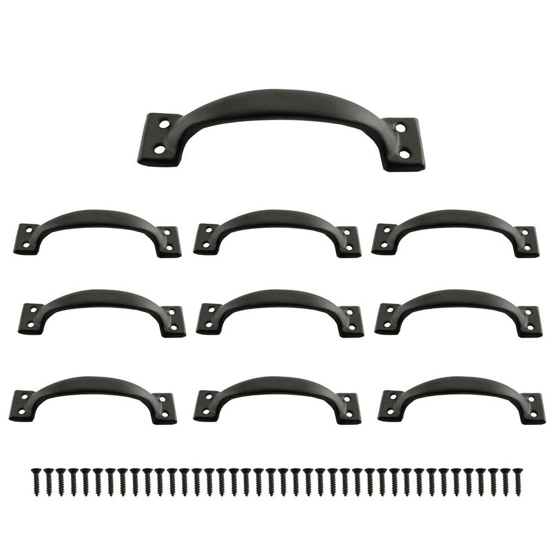 JCBIZ 10pcs Door Handle Iron Pulls 99mm in Black with Screws for Doors Drawers
