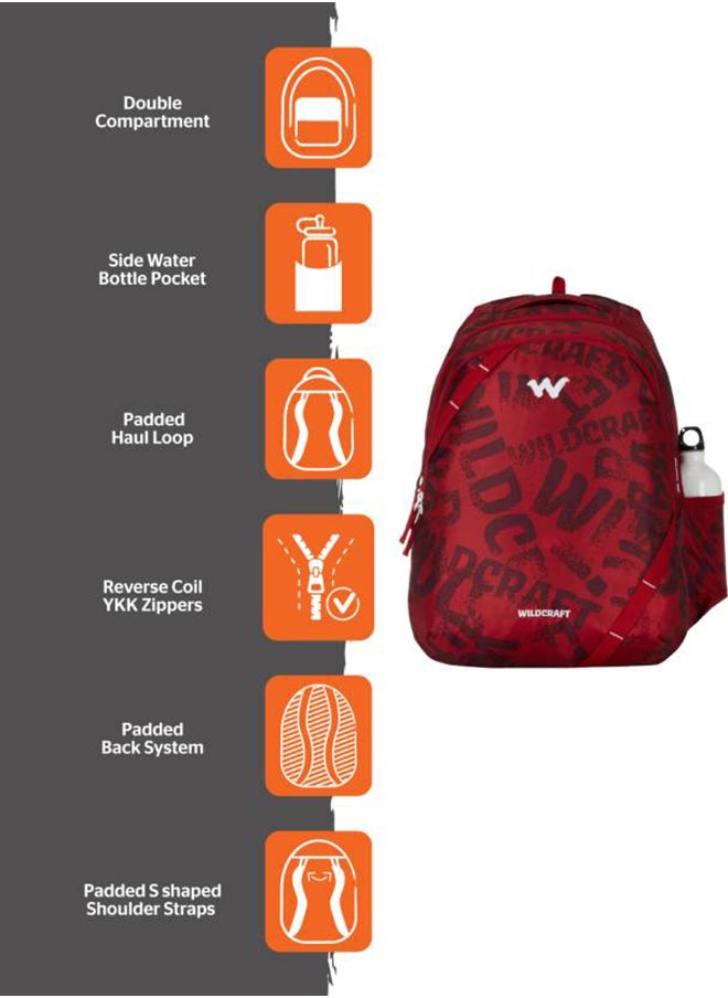 WILDCRAFT - Wildcraft Typo Grung Bravo 35 Backpack Red - Image 1