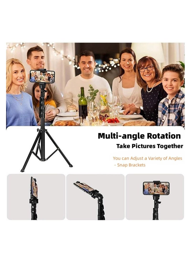 DMG TECH - Selfie Stick Tripod, 64" Long Phone Tripod with Wireless Remote, Aluminum Tripod Stand for Video Photo Vlog, Portable Travel Tripod Stand 360 Rotation Holder for Android iPhone Smartphone Camera - Image 1