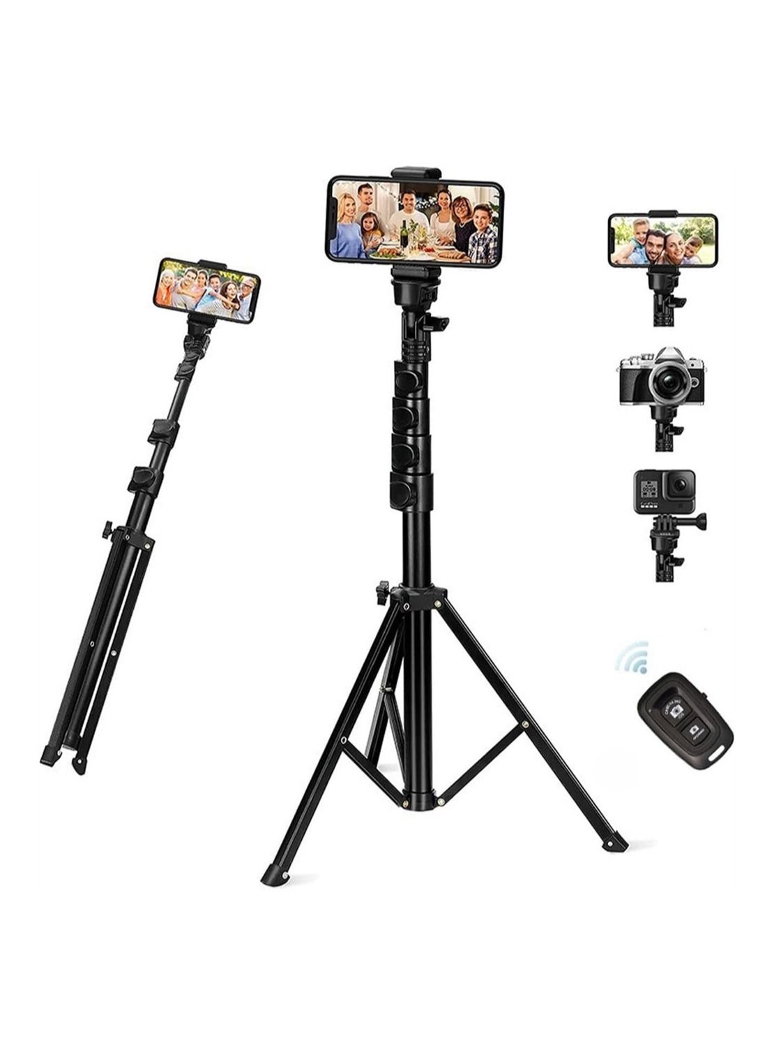 Selfie Stick Tripod, 64" Long Phone Tripod with Wireless Remote, Aluminum Tripod Stand for Video Photo Vlog, Portable Travel Tripod Stand 360 Rotation Holder for Android iPhone Smartphone Camera