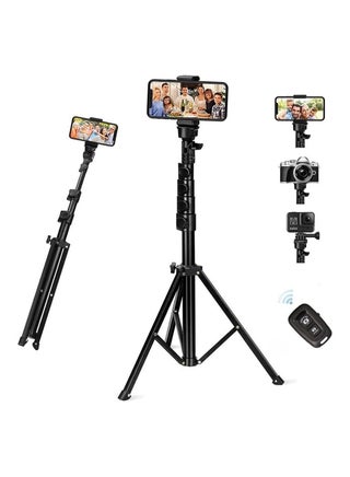 Selfie Stick Tripod, 64" Long Phone Tripod with Wireless Remote, Aluminum Tripod Stand for Video Photo Vlog, Portable Travel Tripod Stand 360 Rotation Holder for Android iPhone Smartphone Camera - pzsku/Z597071665CACF7DA7321Z/45/_/1693467479/b7587a0b-c510-4852-b6d7-6d0a99c670aa