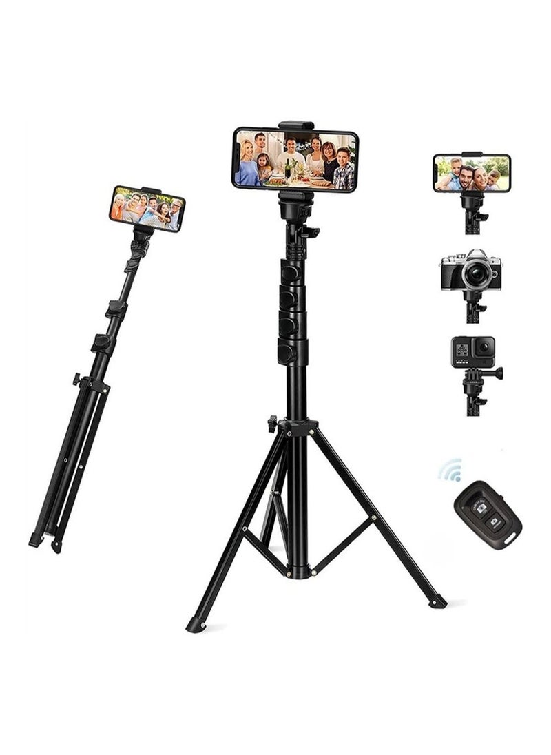 DMG TECH - Selfie Stick Tripod, 64" Long Phone Tripod with Wireless Remote, Aluminum Tripod Stand for Video Photo Vlog, Portable Travel Tripod Stand 360 Rotation Holder for Android iPhone Smartphone Camera - Image 1