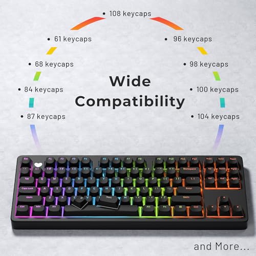 GMKWTL XVX Shine Through Keycaps, Black Semi Translucent Keycap Set, Double Shot PBT Keyboard caps Compatible with Cherry Gateron MX Switches Mechanical Keyboard - Image 5