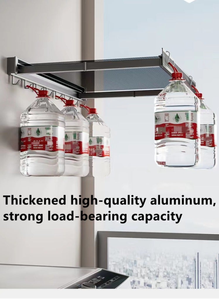 Kutis رف تجفيف ملابس قابل للطي ومتعدد الحركة مكون من قطعة واحدة من الألومنيوم أسود 60x37.5 سنتيمتر - Image 5