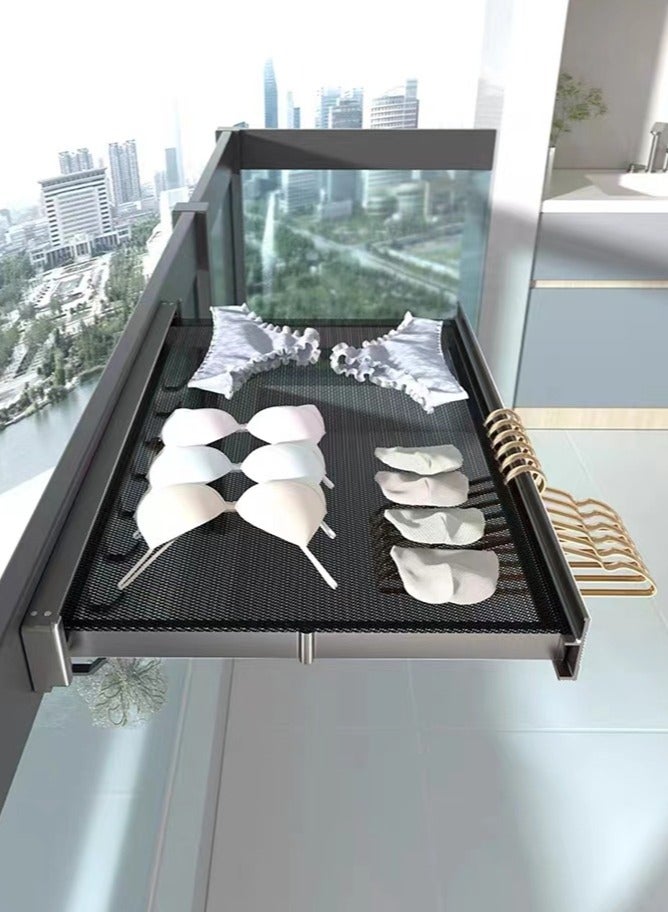 Kutis رف تجفيف ملابس قابل للطي ومتعدد الحركة مكون من قطعة واحدة من الألومنيوم أسود 60x37.5 سنتيمتر - Image 3