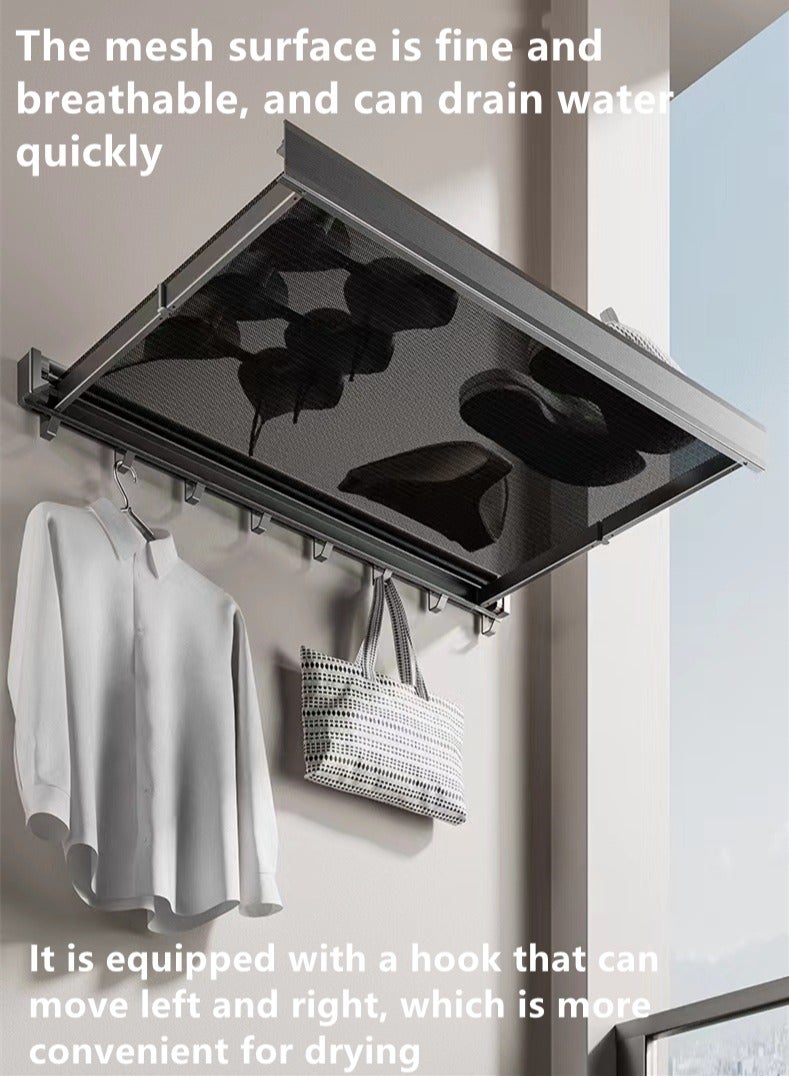 Kutis رف تجفيف ملابس قابل للطي ومتعدد الحركة مكون من قطعة واحدة من الألومنيوم أسود 60x37.5 سنتيمتر - Image 4