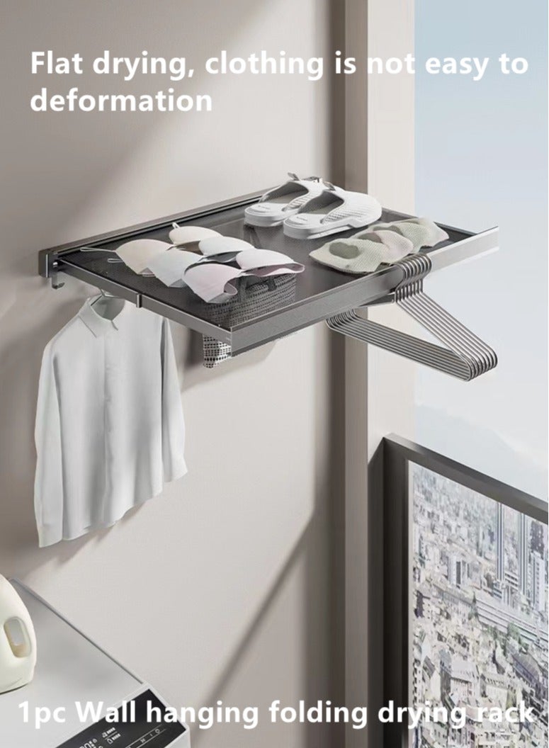 Kutis رف تجفيف ملابس قابل للطي ومتعدد الحركة مكون من قطعة واحدة من الألومنيوم أسود 60x37.5 سنتيمتر - Image 2