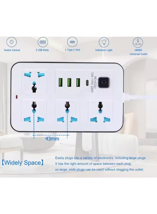 TIKNIA 4 Way Surge Protected Extension Lead with USB Slots – UK Plug Power Strip Extension Cable with Switch, Universal Extension Socket with 2M Braided Extension Cord for Home Office Accessories - Image 4