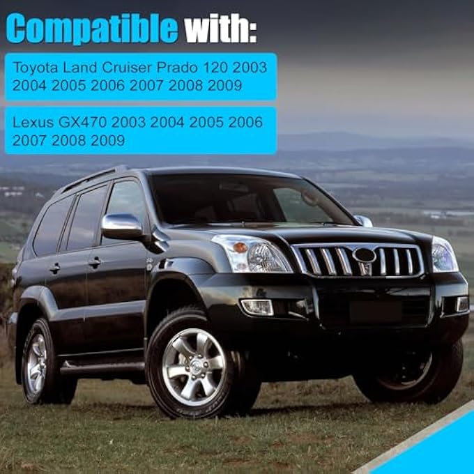 rayihni غطاء نهاية ساق سكة السقف 4 قطع متوافق مع تويوتا لاند كروزر برادو 120 ليكزس GX470 2003-2009، غطاء نهاية سكة الأمتعة على السقف، يستبدل OE# (أسود) - Image 3