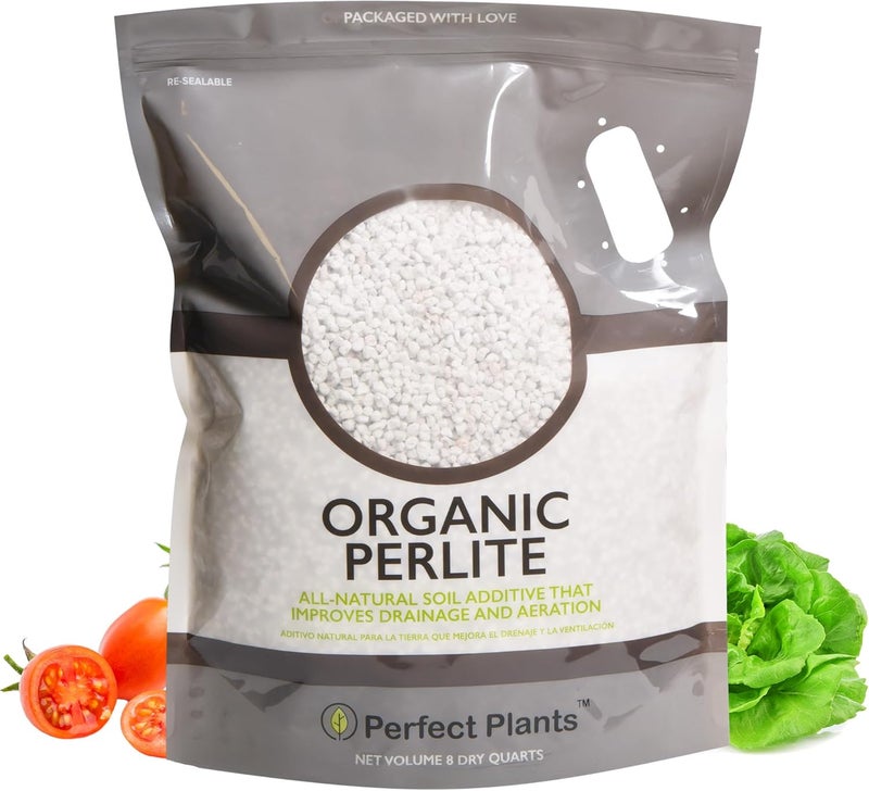 PERFECT PLANTS بيرلايت عضوي — أضف إلى التربة للنباتات في الأواني الداخلية والخارجية لإدارة الصرف وتعزيز النمو (8 كوات) - Image 1