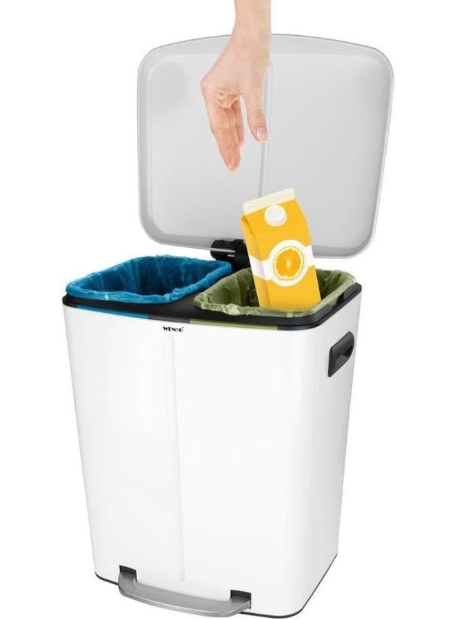 Wenko Wenko Pedal Bin Primo, Easy-Close, White 2 x 20 Liter - Image 3