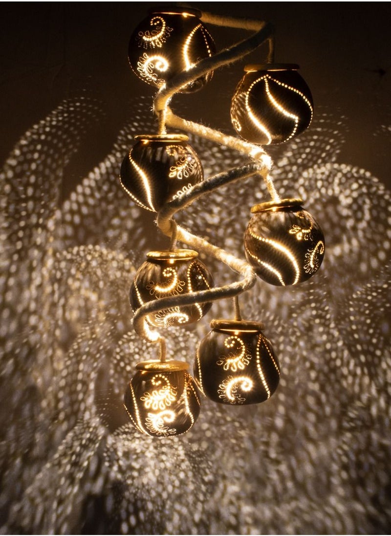 N & H 7 Balls Swirling Leaves Design Coconut Shell Ceiling Lights  - Image 1