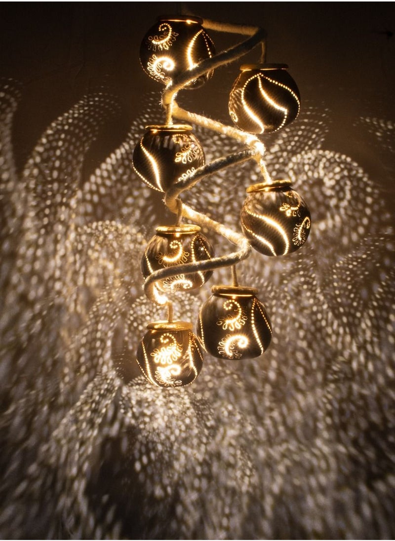 N & H 7 Balls Swirling Leaves Design Coconut Shell Ceiling Lights  - Image 2