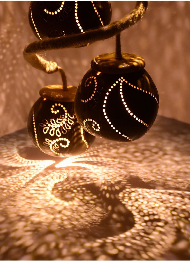 N & H 7 Balls Swirling Leaves Design Coconut Shell Ceiling Lights  - Image 3