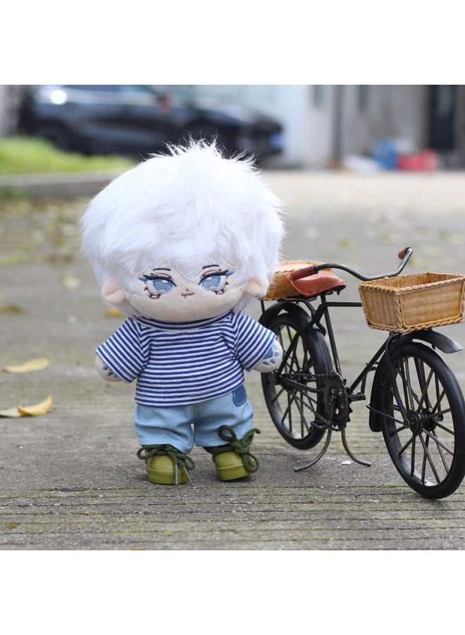 20cm Cotton Doll Clothes Spot Summer T-shirt Jeans Set Cotton Doll Clothes Doll Clothes Brand-Specifications:20cm Cotton Doll Coat (excluding Baby)-Color:summer Denim - Image 3
