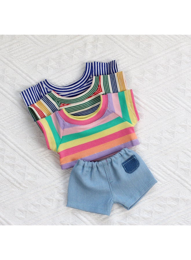 20cm Cotton Doll Clothes Spot Summer T-shirt Jeans Set Cotton Doll Clothes Doll Clothes Brand-Specifications:20cm Cotton Doll Coat (excluding Baby)-Color:summer Denim - Image 2