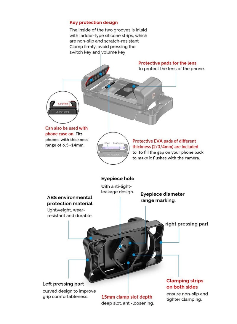 SYOSI - SYOSI Telescope Adapter, Phone Adapter Mount Working with Spotting Scopes & Binoculars & Monocular & Telescope & Microscope Fits Almost All Optical Equipment and Smartphones on the Market - Image 1