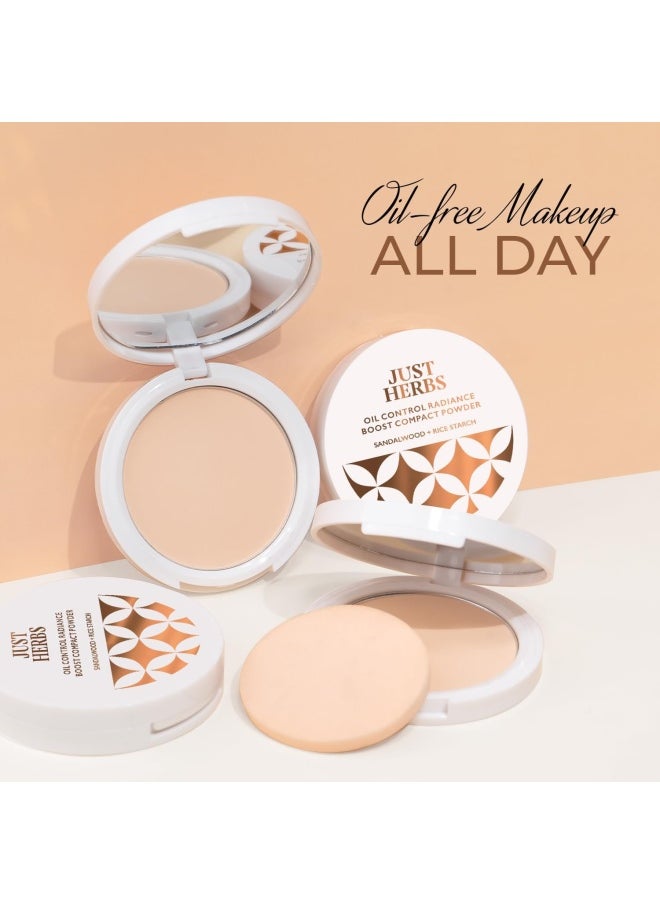Just Herbs Oil Control Radiance Booster Age Defying Compact Powder for face Makeup 9g (Ivory)  - Image 5
