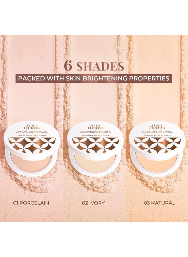 Just Herbs Oil Control Radiance Booster Age Defying Compact Powder for face Makeup 9g (Ivory)  - Image 3