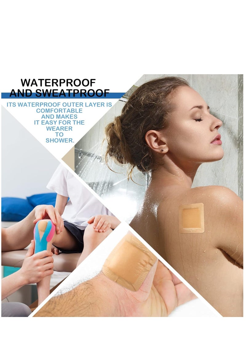 Excefore - 15 Pieces Bordered Silicone Adhesive Foam Dressing Square Dressing with Border Adhesive Patches Shower Waterproof Patch Breathable Wound Bandage (3 x 3 Inch) - Image 1