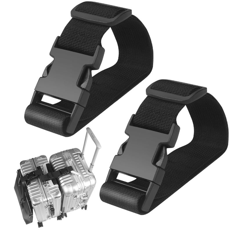 FLMITRA 2PCS Add a Bag Luggage Straps for Suitcase, Adjustable Suitcase Strap, Travel Accessories Travel Attachment for Connecting Two Suitcases or Smaller Packages Together -Black - Image 1