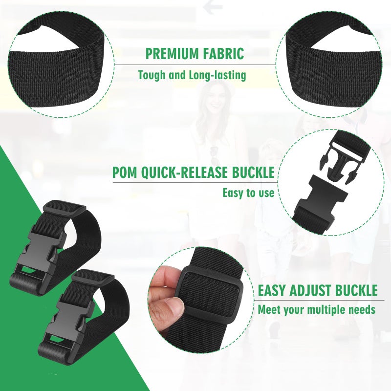 FLMITRA 2PCS Add a Bag Luggage Straps for Suitcase, Adjustable Suitcase Strap, Travel Accessories Travel Attachment for Connecting Two Suitcases or Smaller Packages Together -Black - Image 2