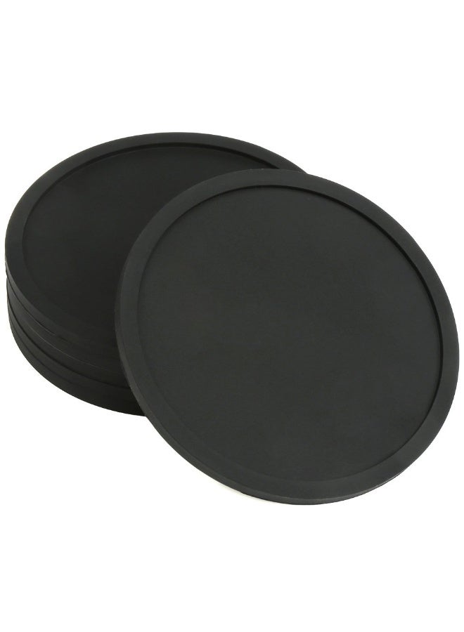 H&S حاملات أكواب سيليكون غير قابلة للانزلاق - مجموعة من 6 - مجموعة كبيرة من حوامل الأكواب السوداء للمشروبات الخارجية والداخلية - مقاومة للبقع وحرارة - وسادات طاولة الأكواب - حصائر الأكواب - حاملات أكواب بسيطة - Image 1