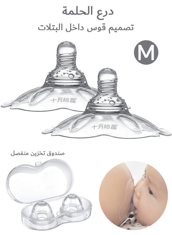 2 Pcs Contact Nipple Shields, Ultra-Thin and Super-Soft Food-Grade Silicone Nipple Extender - Image 1
