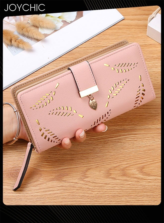 Joychic محفظة جلدية طويلة للنساء مع حافظة بطاقات قابلة للطي بسحاب ودبوس، حقيبة كلاتش أنيقة للنساء - Image 3