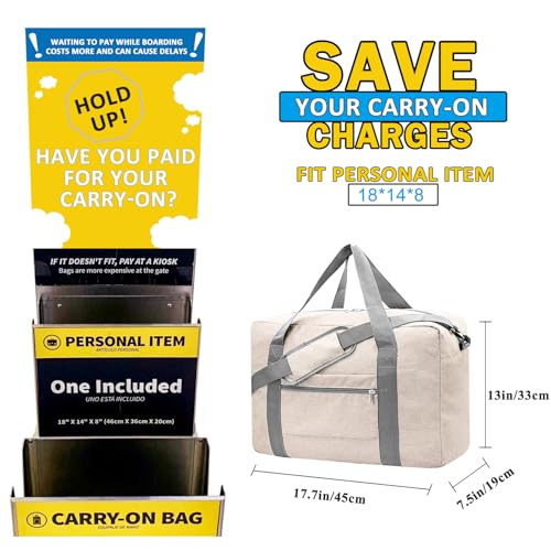 Beurlike For Spirit Airlines Personal Item Bag 18x14x8 Foldable Carry on Bags for Airplanes Travel Duffel Bags for Women and MenSnow BeigeWith Shoulder Strap - Image 3