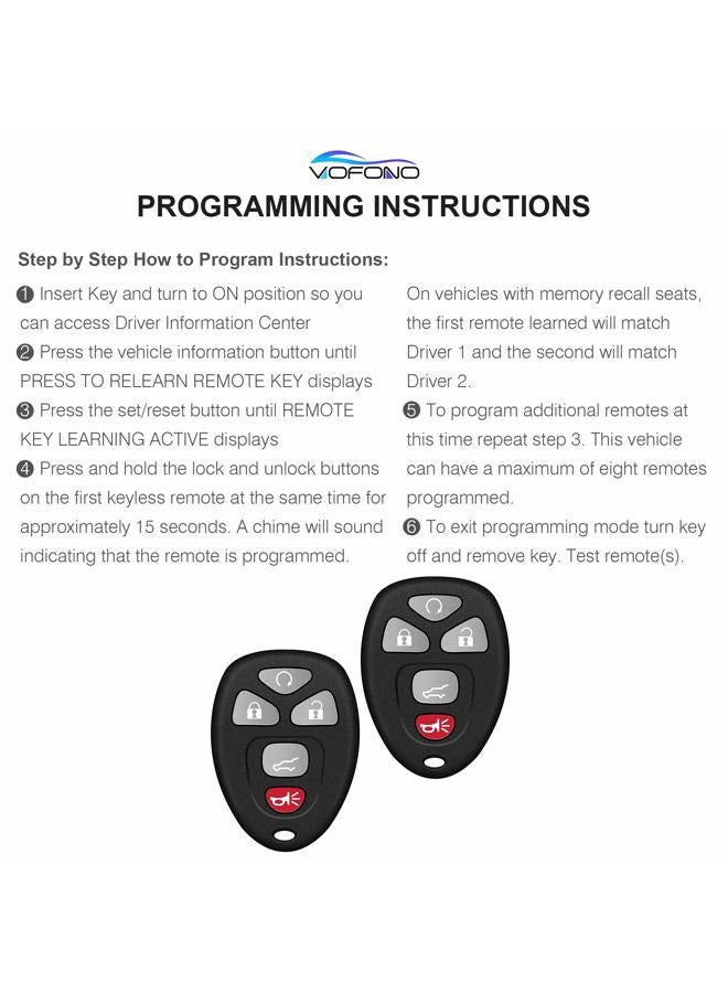 VOFONO Car Key Fob 5 Buttons Flip Keyless Remote Control Key Fob for GMC Acadia Yukon/Cadillac Escalade SRX/Chevy Suburban Tahoe Traverse/Buick Enclave FCC ID: OUC60270, OUC60221(Pack of 2) - Image 2