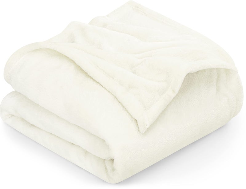 Utopia Bedding بطانية يوتوبيا الفخمة من الفليس بحجم توين لون عاجي 300GSM فاخرة مضادة للكهرباء الساكنة ناعمة من الألياف الدقيقة 60x80 بوصة