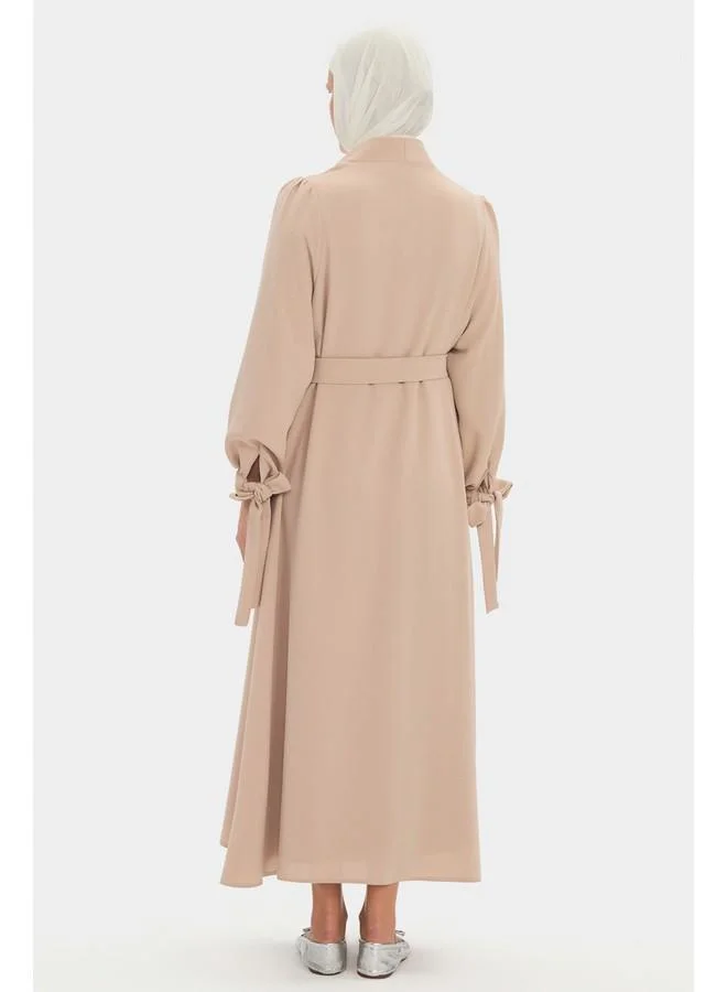 JUNE June Women Embroidered Detailed Abaya Stone