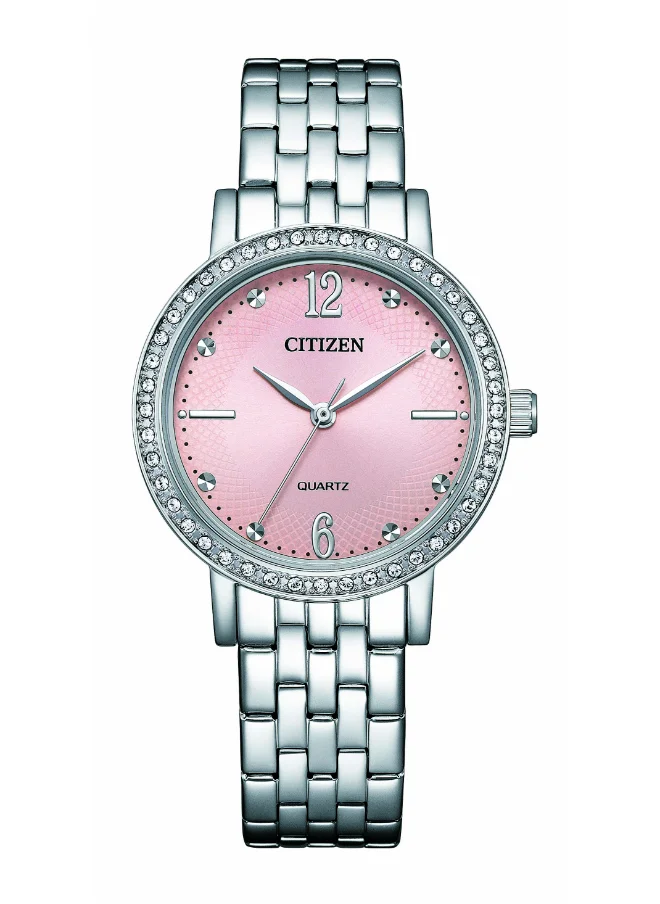 CITIZEN Women's Analog Round Shape Stainless Steel Wrist Watch EL3100-55W - 31 Mm