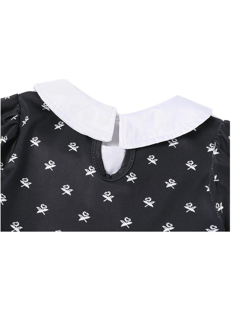 Excefore Cosplay Party Dress for Kids, Dress Matches Crossbody Bag, Black and white Polka Dot Dress, Suitable for Costume Parties and Stage Shows - Image 4