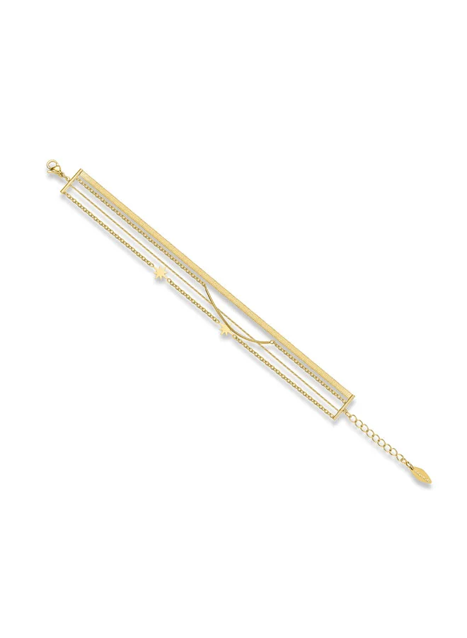 POLICE Miona Gold-Plated Bracelet for Women Striking Layered Design with Textured Chains