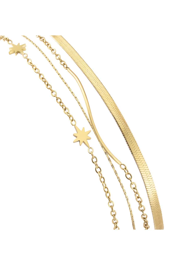 POLICE Miona Gold-Plated Bracelet for Women Striking Layered Design with Textured Chains