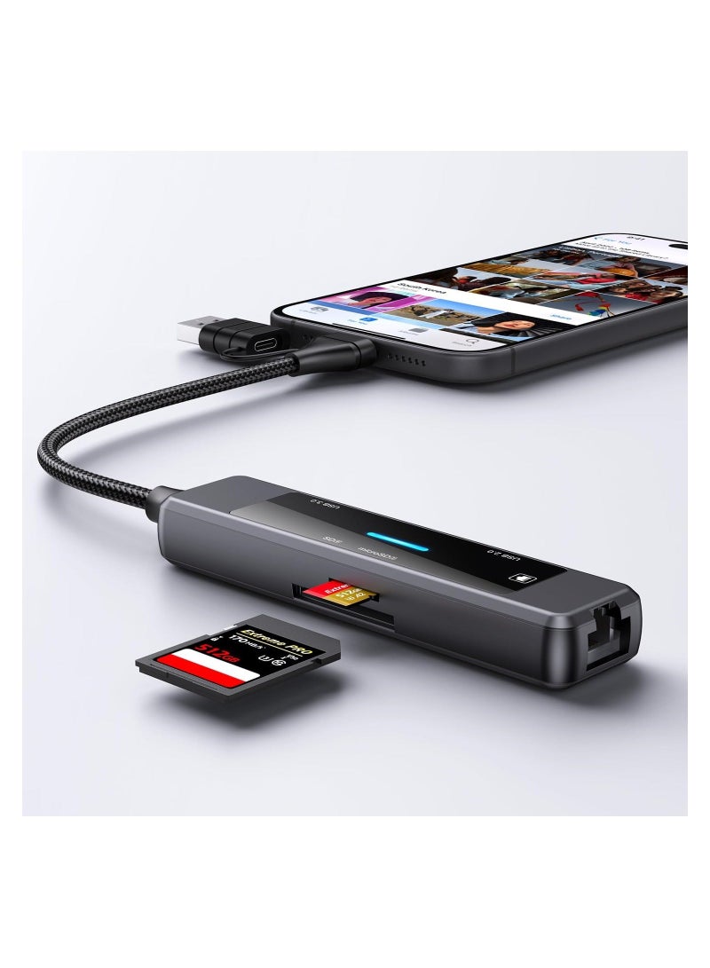 USB C Hub Adapter Port, Multiport USB C Docking Station Dongle, 3.0 & 2.0 Card Reader Ethernet Type USB C Dock Splitter, for Laptop Mac MacBook Pro Air PC HP - Image 3