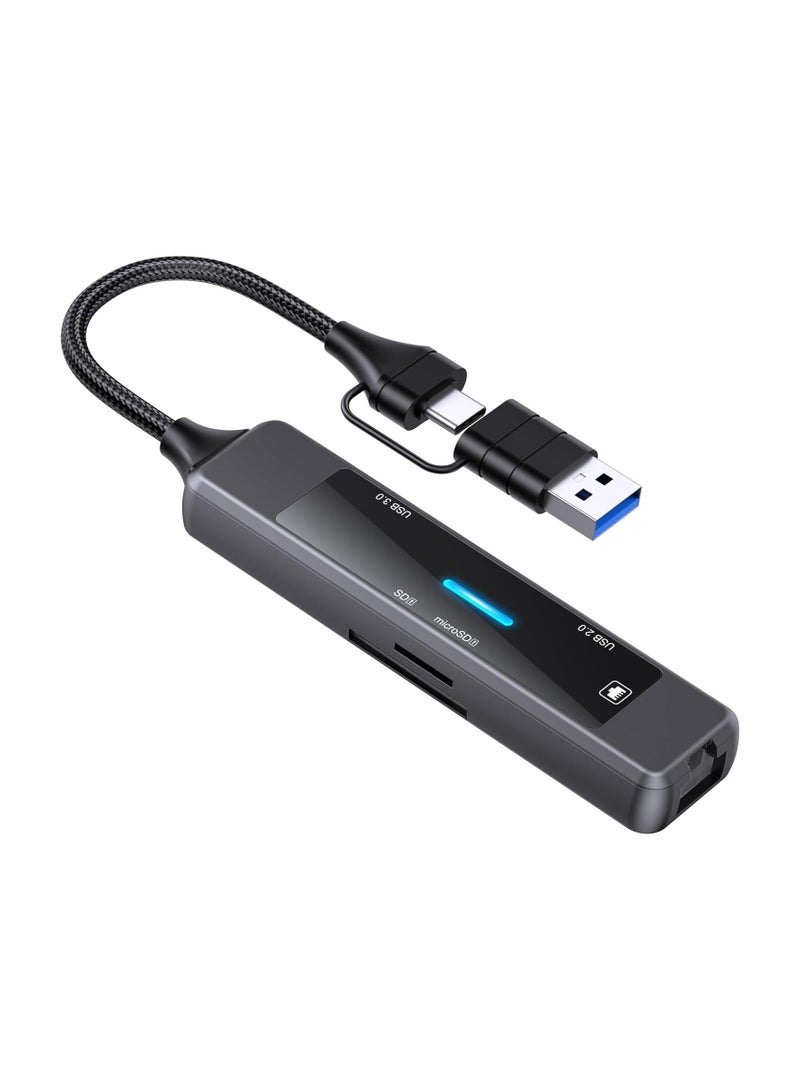 USB C Hub Adapter Port, Multiport USB C Docking Station Dongle, 3.0 & 2.0 Card Reader Ethernet Type USB C Dock Splitter, for Laptop Mac MacBook Pro Air PC HP - Image 1