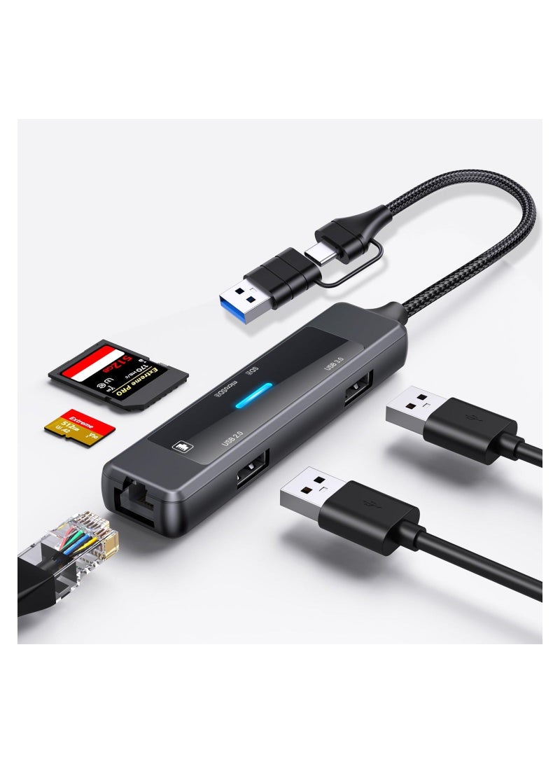 USB C Hub Adapter Port, Multiport USB C Docking Station Dongle, 3.0 & 2.0 Card Reader Ethernet Type USB C Dock Splitter, for Laptop Mac MacBook Pro Air PC HP - Image 2