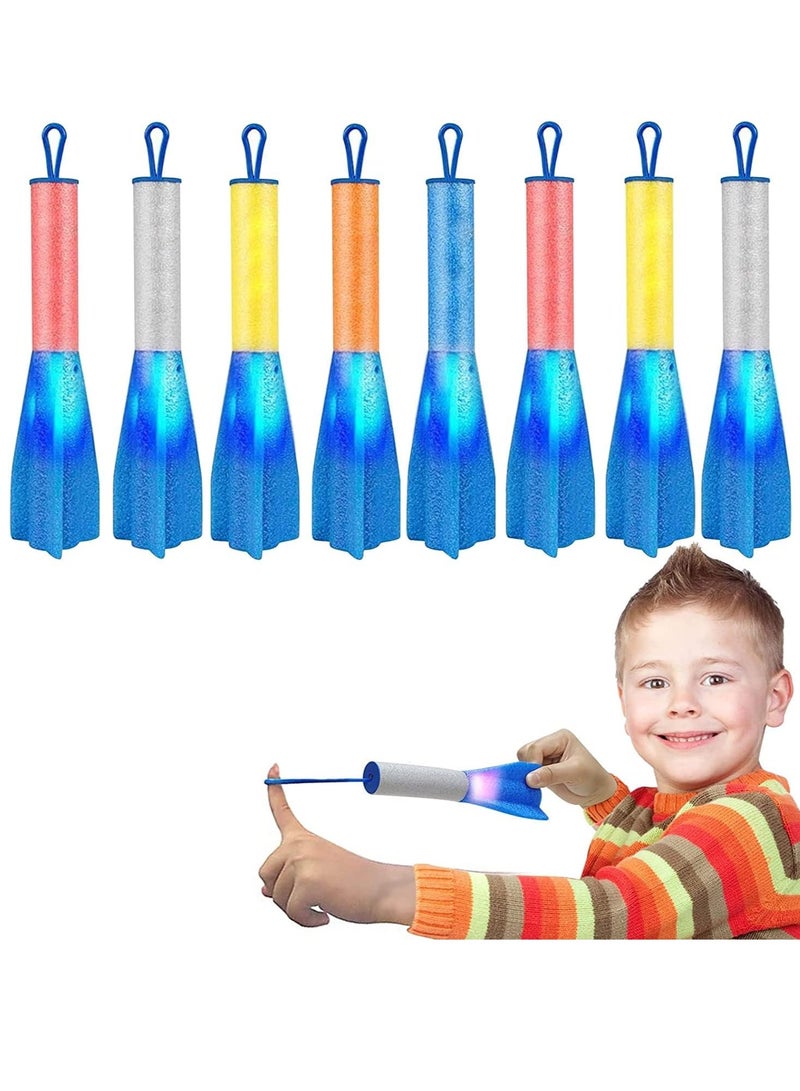SOLARAE قاذف صواريخ أصابع للأطفال مع LED قاذفات صواريخ رغوية هدايا حفلات للأطفال من 4-8-12 هدايا حفلات ألعاب للأطفال بعمر 4 5 6 7 8 9 عبوة 8 - Image 1