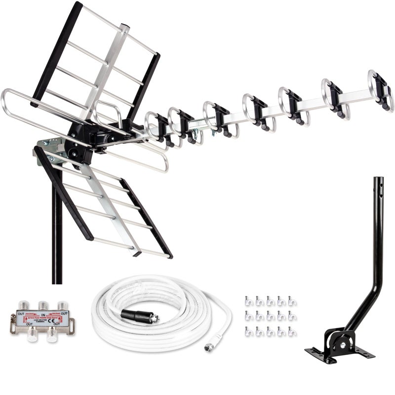 Five Star Outdoor HDTV Antenna up to 200 Mile Long Range, Attic or Roof Mount TV Antenna, Long Range Digital OTA Antenna for 4K 1080P VHF UHF Supports 4 TVs Installation Kit & J Mount - Image 1