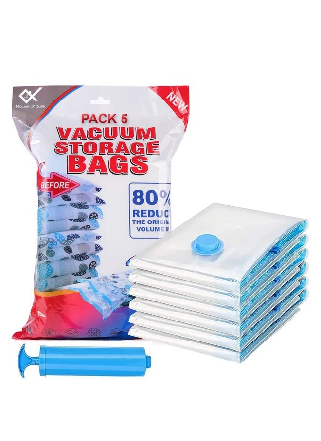 HOUSE OF QUIRK House of Quirk Polypropylene Space Saver Clothes Storage Travel Bag Reusable Bag (Pack Of 5) Medium (50X70Cm), Multicolor  - Image 1