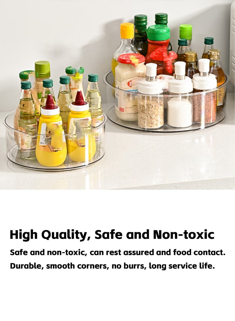 Teuuea 2 Pieces Lazy Susan Round Rotating Kitchen Organizer Storage, Turntable Food Storage Container, Clear Plastic Spinning 360 Degree Rotating for Pantry, Refrigerator, Cosmetic, Spices - Image 2